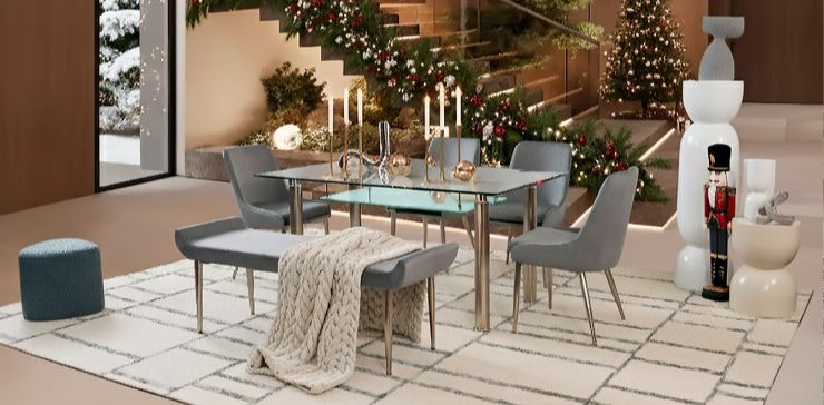 Comedor Rectangular Enkel Gris 6 Piezas