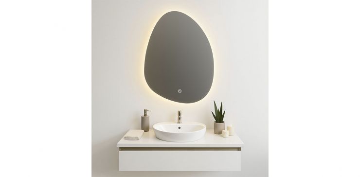 Espejo Decorativo de Cristal con Luz Roca
