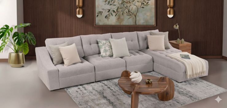 Sala Modular Derecha Zonet Beige 4 Piezas