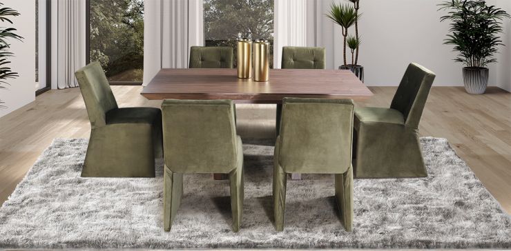Comedor 180 cm Spezza con 6 Sillas Verde