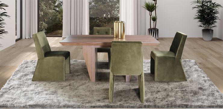 Comedor Rectangular de 180 cm Nogal Spezza con 4 Sillas