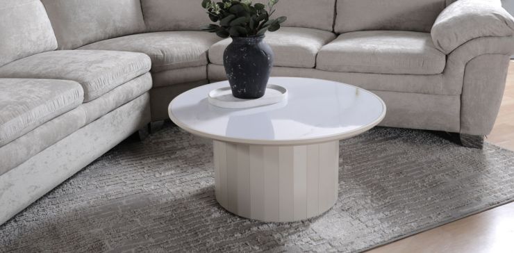 Mesa de Centro Redonda 80 cm Grado Casa Anahí Beige