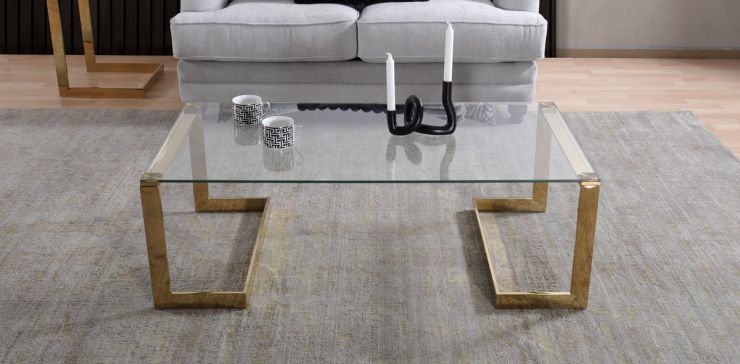Mesa de Centro Cristal Clau Dorado