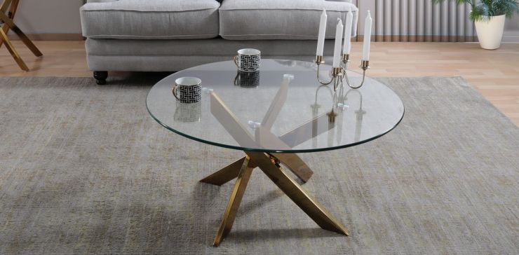 Mesa de Centro Cristal Loreta Dorado