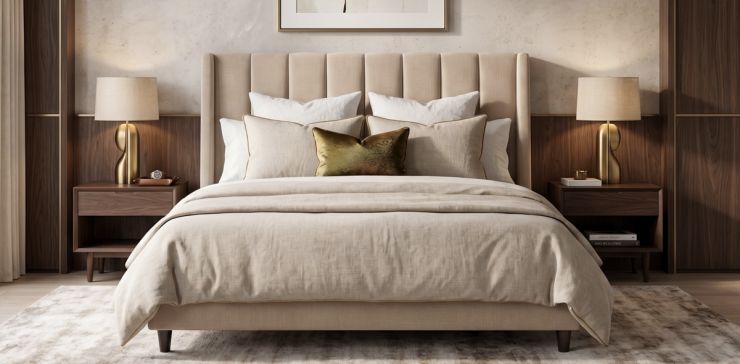 Cama Matrimonial Vittoria Hs Beige