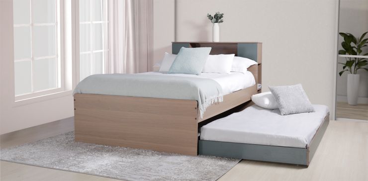 Cama Matrimonial con Cama Baja Liloo Café 3 Piezas