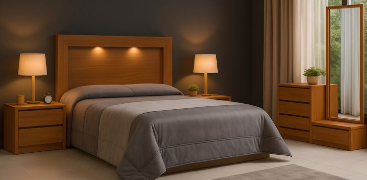 Recámara King Size Burgos Café 5 Piezas