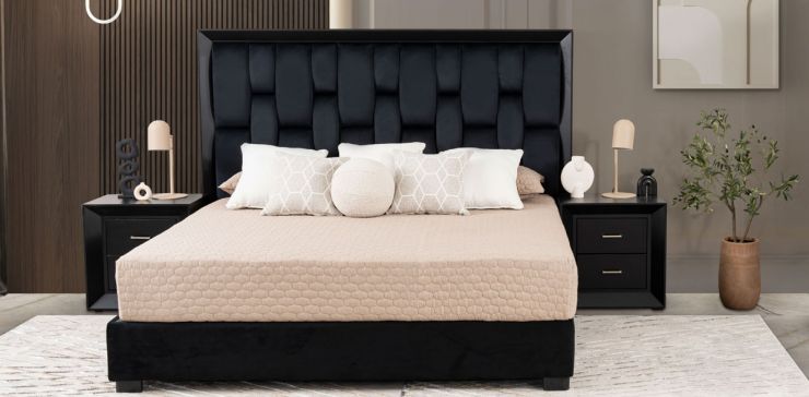 Recámara King Size Chicago Negro 3 Piezas