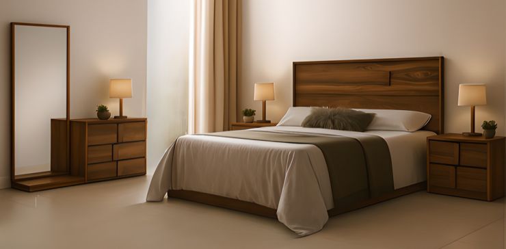 Recámara King Size Marsella Café 5 Piezas