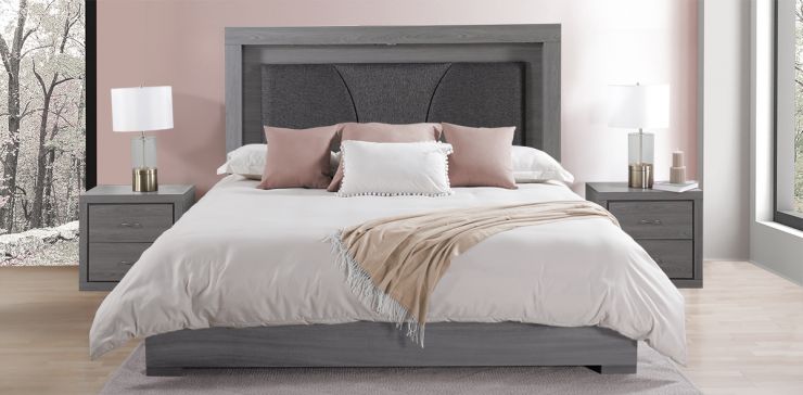 Recámara 3 Piezas King Size Nelly Gris 
