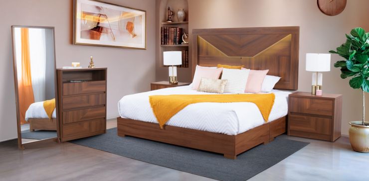 Recámara King Size Qatar Café 5  Piezas