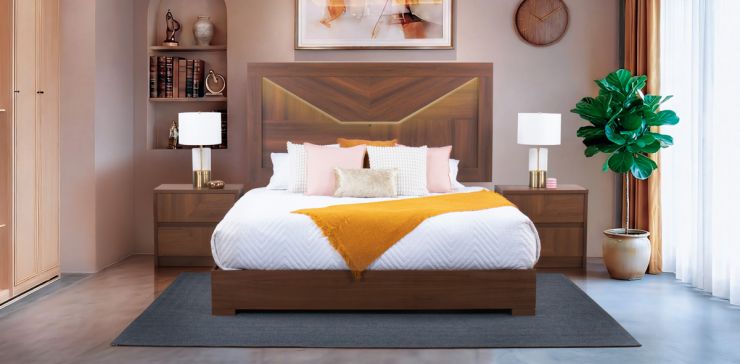 Recámara King Size Qatar Café 3 Piezas