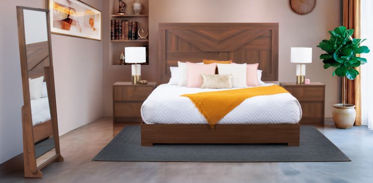 Recámara King Size Qatar Café 4 Piezas