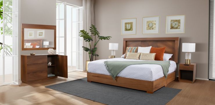 Recámara King Size Sicilia Café 5 Piezas