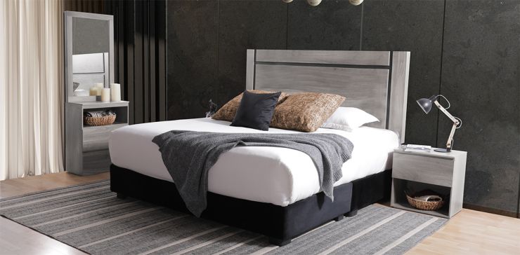 Recámara King Size 5 Piezas Vermont Gris 