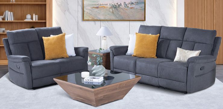 Sala con Reclinables Gwen Gris Oscuro