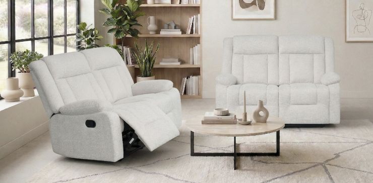 Sala de Dos Sofás 2 Plazas con Reclinables Isabelle Beige Claro