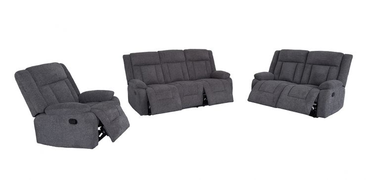 Sala con Reclinables Isabelle Gris Oscuro 3 Piezas