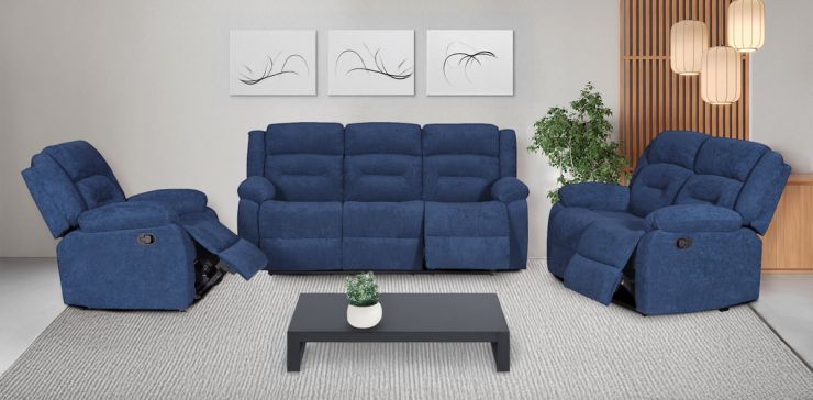 Sala con Reclinables Kaipu Azul 3 Piezas