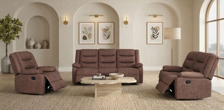 Sala con Reclinables Nori Café 3 Piezas