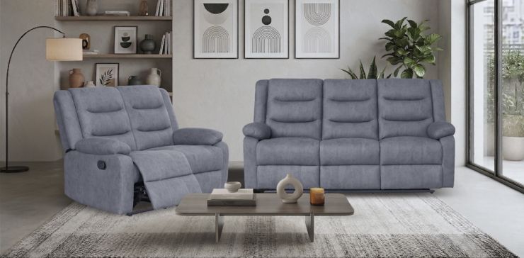 Sala con Reclinables Nori Gris Oscuro