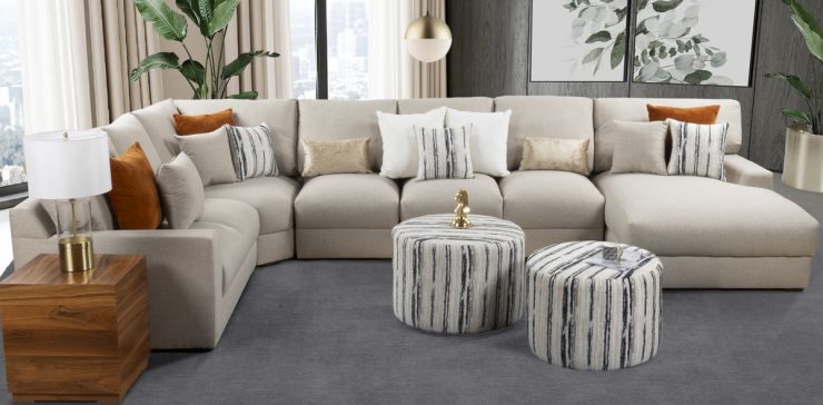 Sala Modular Derecha 7 Piezas Amira New Beige