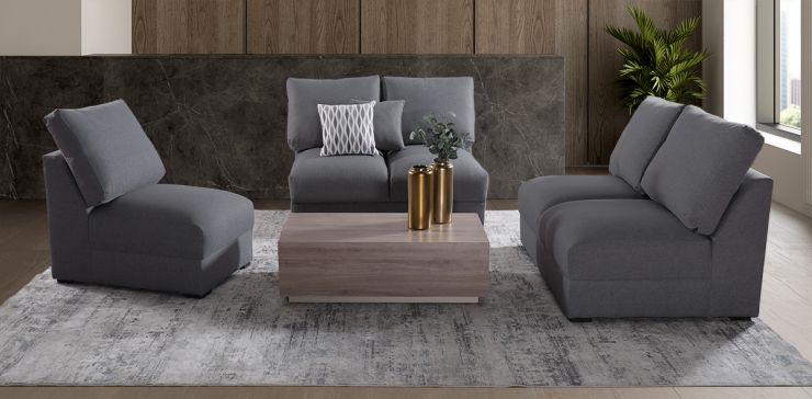 Sala Modular Amira New Gris 3 Piezas