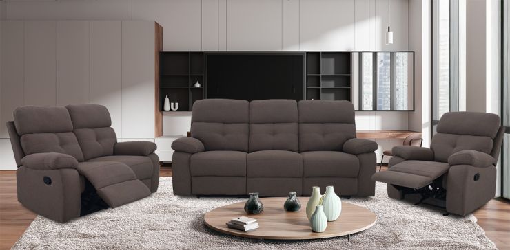 Sala Reclinable Toronto Café 3 Piezas