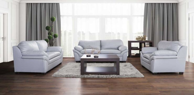 Sala de Piel Cordoba Tz Gris 3 Piezas