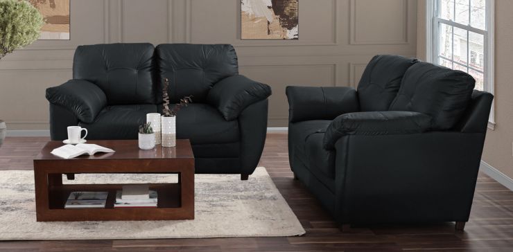 Sala de Dos Sofás 2 Plazas de Piel Debby Negro