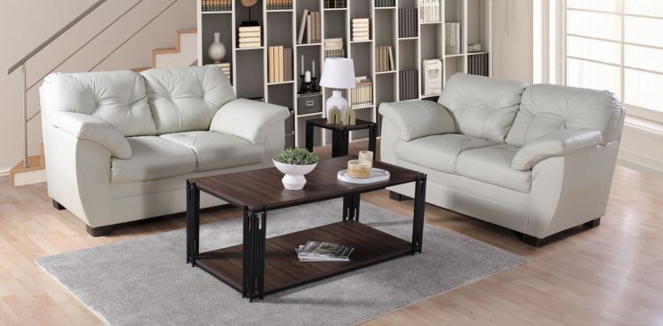 Sala de Dos Sofá 2 Plazas de Piel Derby Confort Tz Beige