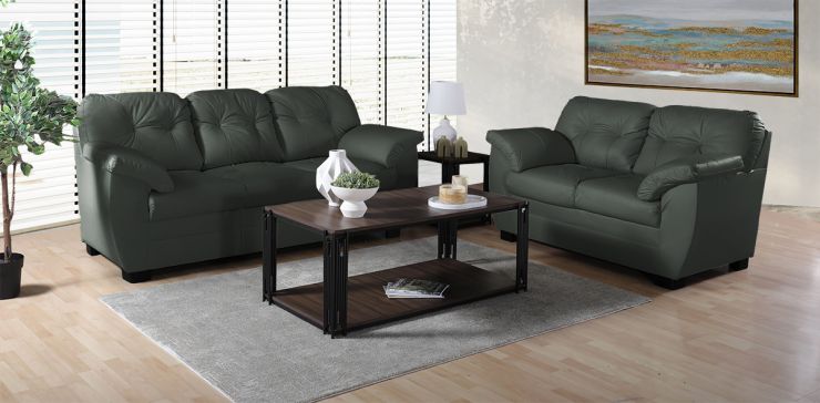 Sala de Piel Derby Tz Verde 2 Piezas