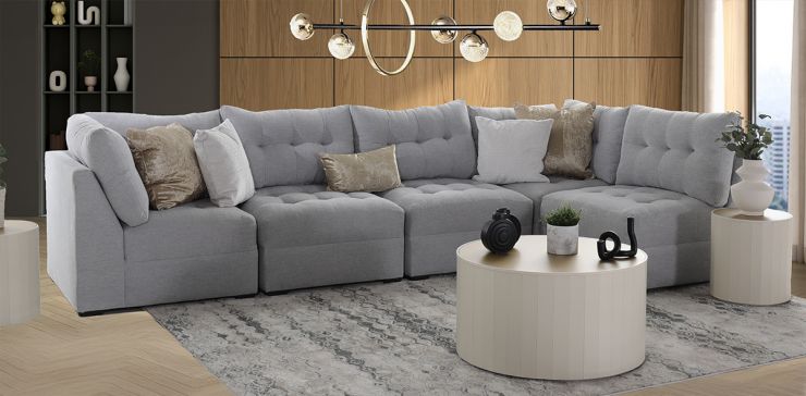 Sala Modular 5 Piezas Fresno Gris Claro 