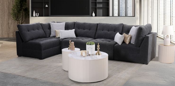 Sala Modular 5 Piezas Fresno Gris Oxford 