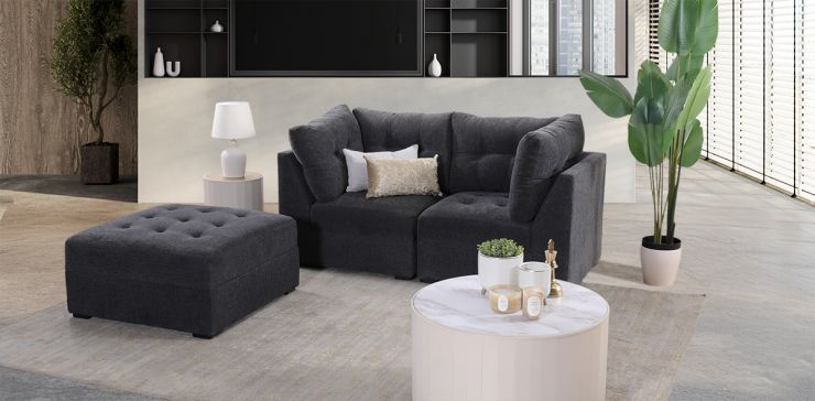 Sala Modular 3 Piezas Fresno Gris Oxford