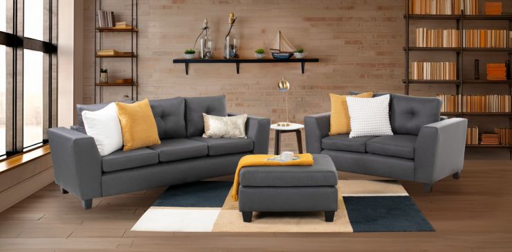 Sala Louis Gris Oxford 3 Piezas