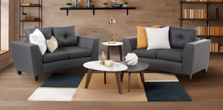 Sala de Dos Sofás 2 Plazas Louis Gris