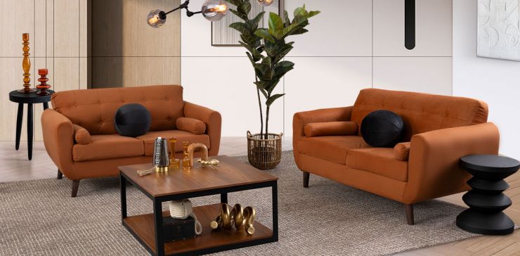 Sala de Dos Sofás 2 Plazas Monet Naranja