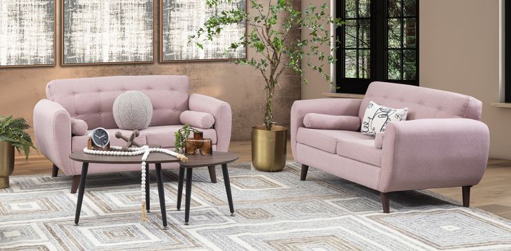 Sala de Dos Sofás 2 Plazas Monet Rosa