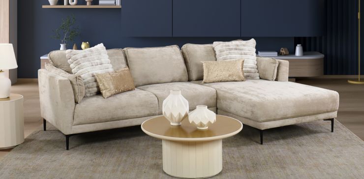 Sala en L Derecha Kubra Microfibra Beige