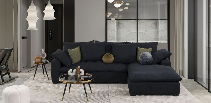 Sala en L Derecha Cloud Negro