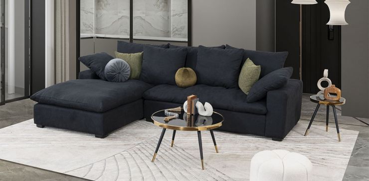 Sala en L Izquierda Cloud Negro