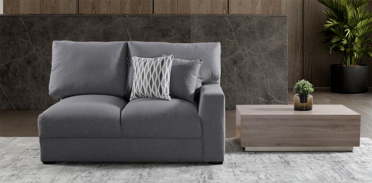 Sofá 2 Plazas Brazo Derecho Amira Gris Oxford