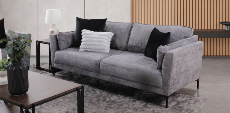 Sofá 3 Plazas Kubra Microfibra Gris