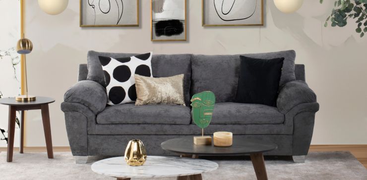 Sofá 3 Plazas de Microfibra Tennessee Gris