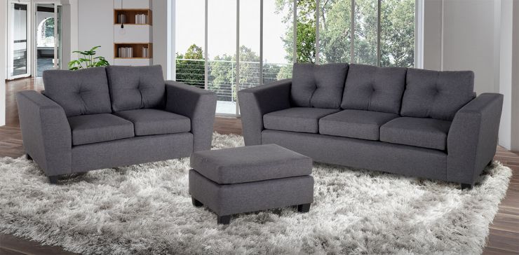 Sala Louis Gris Oxford 3 Piezas