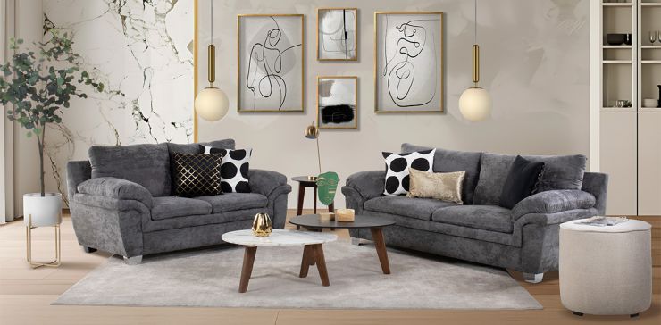 Sala de Microfibra Tennessee Gris