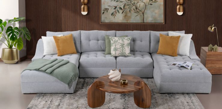 Sala Modular Izquierda Zonet Gris 4 Piezas