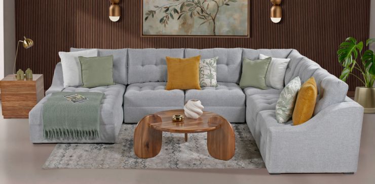 Sala Modular Izquierda Zonet Gris 6 Piezas 