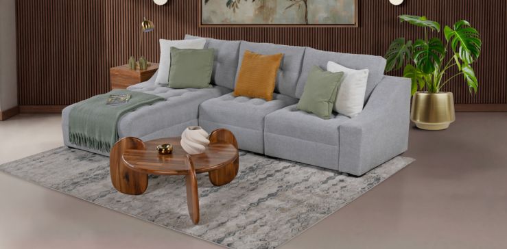 Sala Modular Izquierda Zonet Gris 3 Piezas